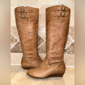 Arturo Chiang Women's Leather Zip Boots Knee High Riding Boots Size 6M Brown